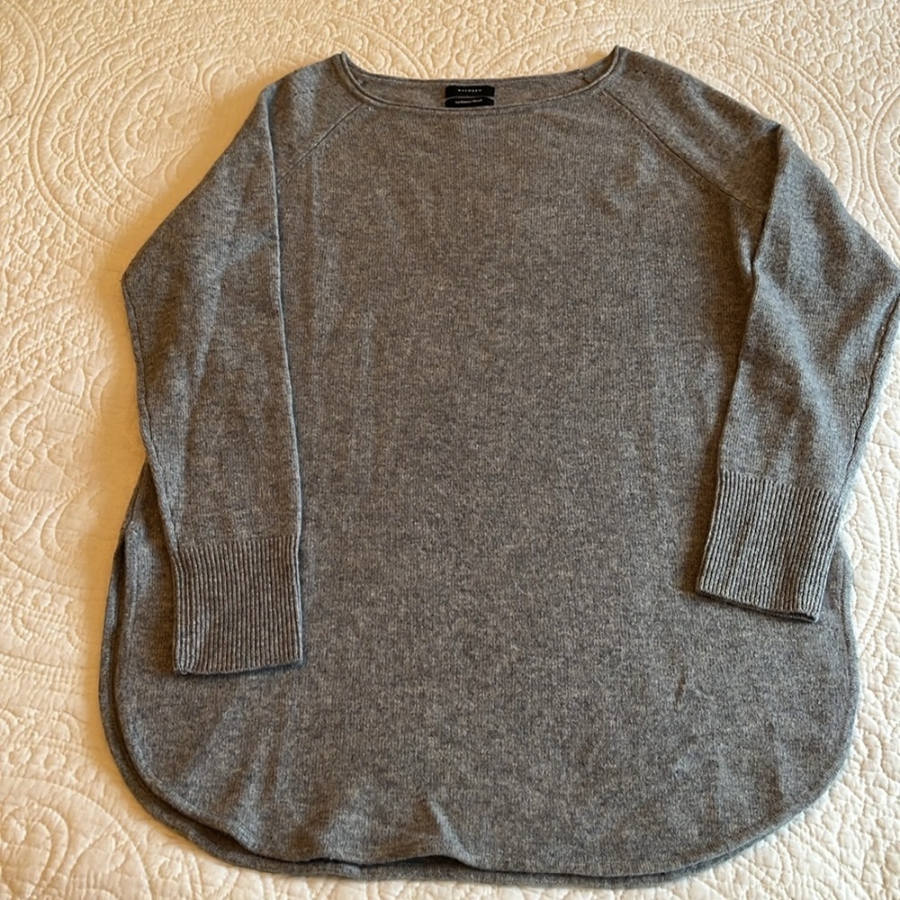 Halogen Cashmere Wool Blend Long Tunic Sweater Women’s Small Soft Gray Relaxed - Picture 7 of 17